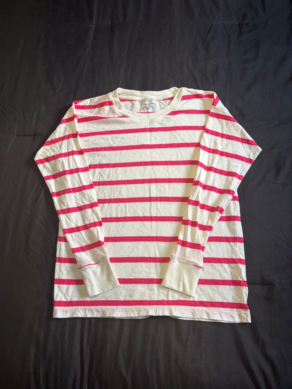 J.Crew white and pink striped long sleeve shirt.Size XS.